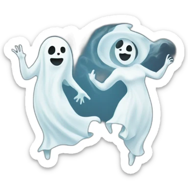 a female ghost and a male ghost dancing as a Ying yang sticker
