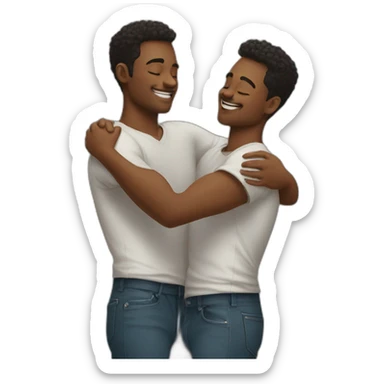 Two pretty young men hugging sticker