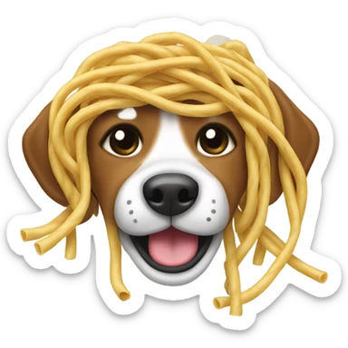 dog eating noodles sticker