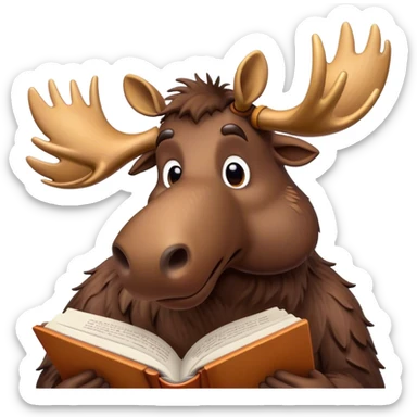 Moose reading a book sticker