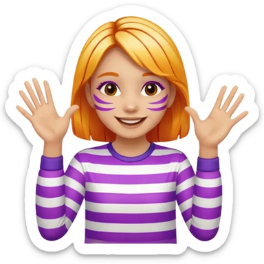 A cheerful girl with face paint stripes, clapping her hands with joy. sticker