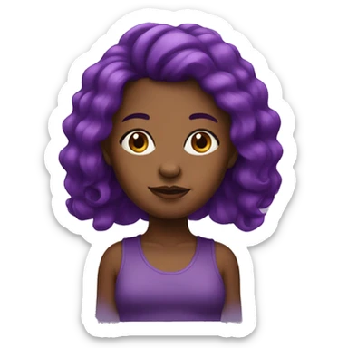 Big head brown girl with purple hair sticker