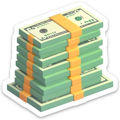 stack of dollar bills, US currency sticker