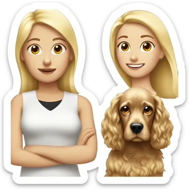 blonde girl with  cocker spaniel sticker