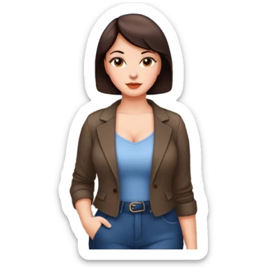 Pretty, sexy, slightly curvy white woman with short dark brown hair, on a street in Germany  sticker