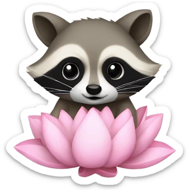 raccoon love lotus flower sticker