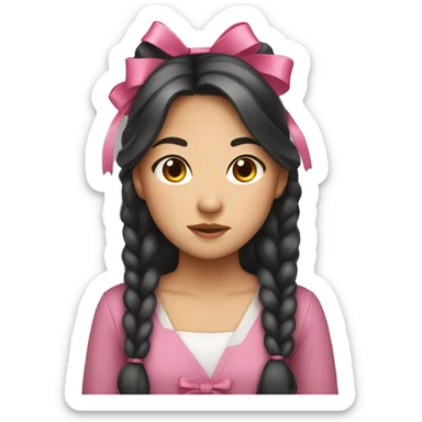 Asian girl with bow sticker
