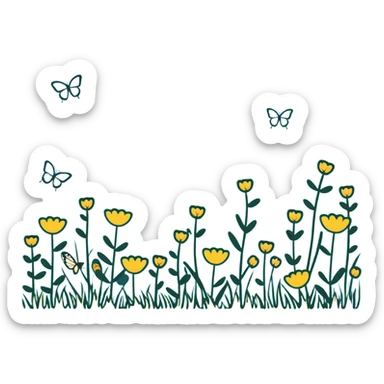 spring meadow with butterflies sticker
