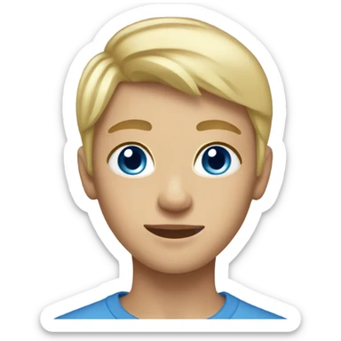 A teen with short blonde hair and blue eyes sticker