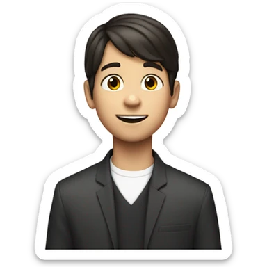 10 year old boy white boy with dark hair singing at chruch sticker