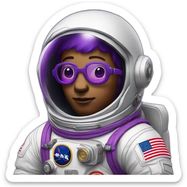 astronaut with purple glasses sticker