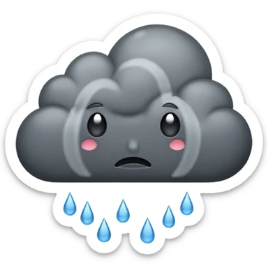 a sad storm cloud sticker