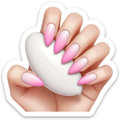 French manicure long almond shaped gel nails sticker