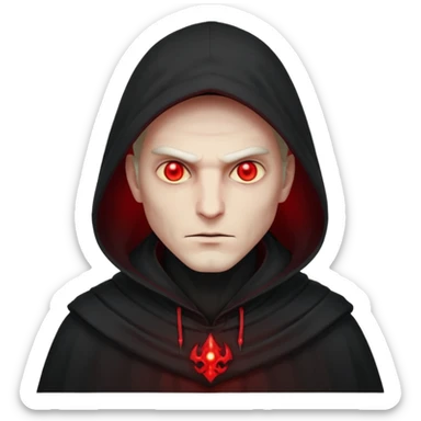 Evil, shadowie Male lord with Red glowing eyes and hood sticker