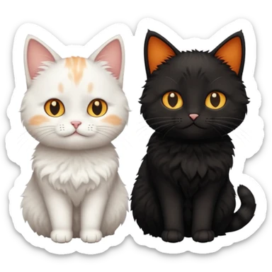 white cat and a black smaller cat and ginger short hair  sticker