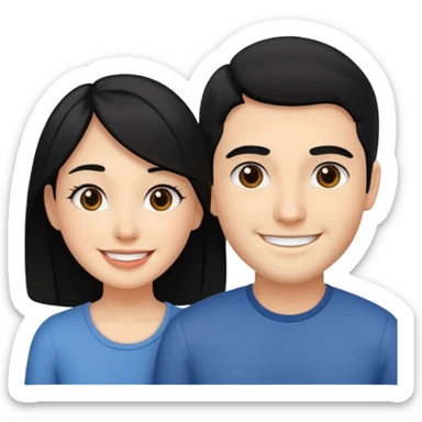 A couple with black hair and even skin smiling sticker