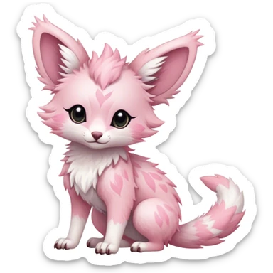 Feral Rare Fantasy cute pastel pink Vernid-Trico-species by LiLaiRa, markings, tufted ears, full body, 4 legs sticker
