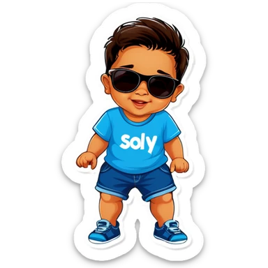 Hispanic baby boy wearing sunglasses ￼ sticker