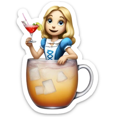 Alice In wonderland drinking a cocktail sticker