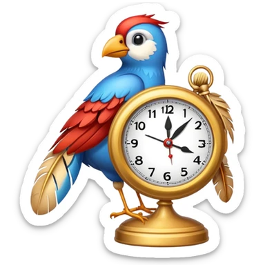 bird with clock sticker
