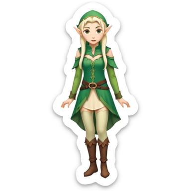 female elf portrait with full body visible, elvish clothing sticker
