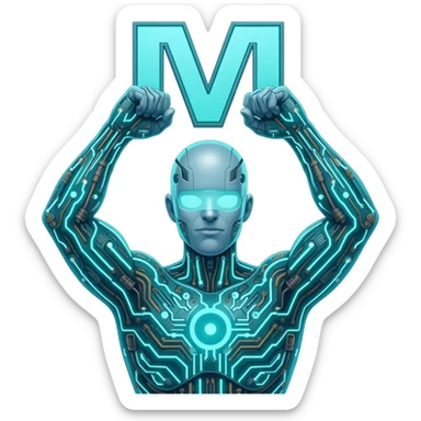 Mega mind with 2 hands making m's sticker
