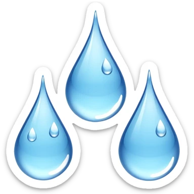 3 water droplets stack on top of each other vertically with two water droplets on the sides; 5 droplets total sticker