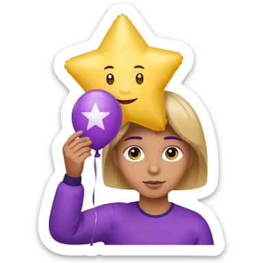 holding purple yellow star balloon sticker