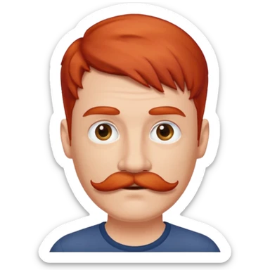 red haired guy with moustache sticker