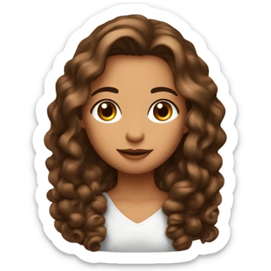 une fille bronzée , maquillé , avec des longs cheuveux bouclées maron foncée  sticker