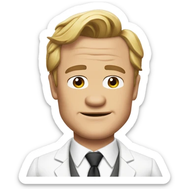 Short-faced Barney Stinson in a white suit sticker