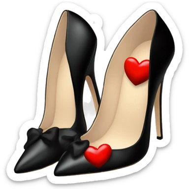 One Elegant little heel expensive shoes with a little red heart slingback black pumps  sticker