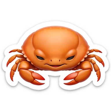 Meme-Worthy Cute Sleeping Baby Crab Portrait Emoji, Head and body resting peacefully with a contented smile, showcasing a petite, delicately armored form and eyes gently closed in serene slumber, Simplified yet adorably endearing features, highly detailed, glowing with a soft, drowsy coastal light, high shine, relaxed and utterly lovable, stylized with an air of playful laziness, soft glowing outline, capturing the essence of a sleeping baby crab that feels destined to become the next viral icon of adorable rest! sticker