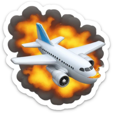 A plane whit an engine in fire sticker