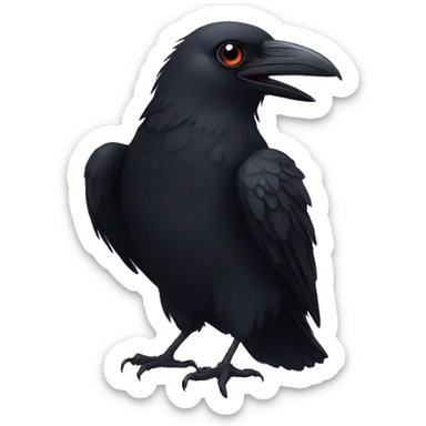 Black raven with heart eyes sticker