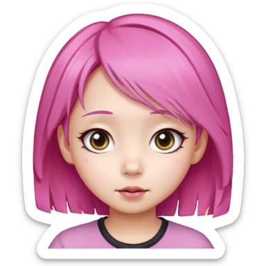 emoji An Asian girl with  pink hair, big eyes,sweet
 sticker