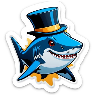 Shark with a top hat sticker