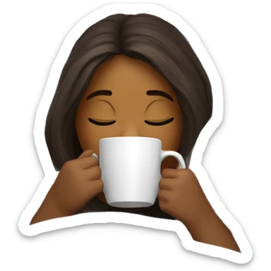 girl inside a blanket sipping coffee eyes closed white skin sticker