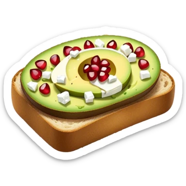 Sliced Avocado toast with pomegranate seeds and feta cheese sticker