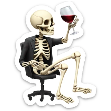 Skeleton drinking wine sticker