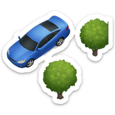 overhead view of a car parked on a street sticker