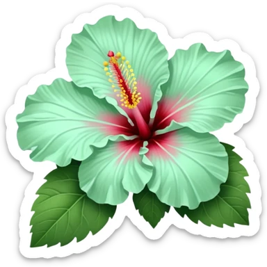 Hibiscus flower light mint green sticker