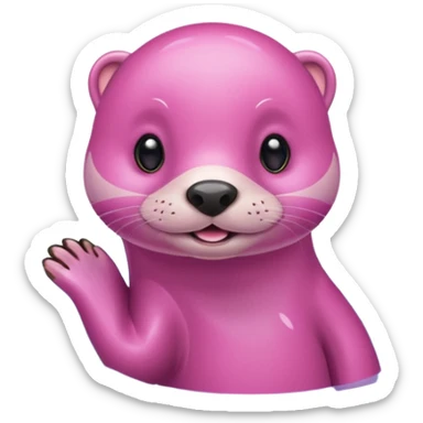 Pink otter swimming sticker