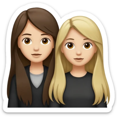 bestiess one with dark brown hair and one with dirty blonde hair long hair for both of them sticker