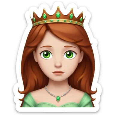 Sad princess with reddish brown hair and green eyes sticker