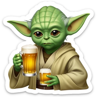 Yoda drinking a beer  sticker