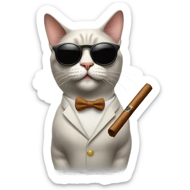 Cat in sunglasses smoking a cigar sticker