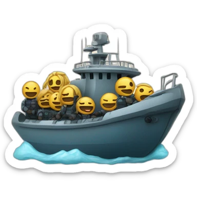 krew of a ship in protecting suit  sticker