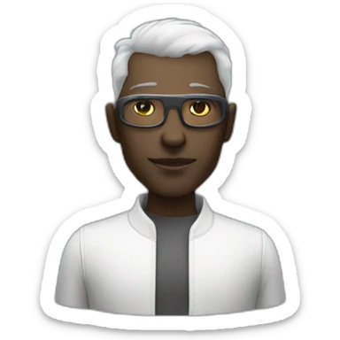 cyberpunk white face of handsome and slim 50 year old dark-skinned engineer sticker
