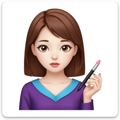 Pale girl with brown hair and Korean makeup and coquette clothing sticker